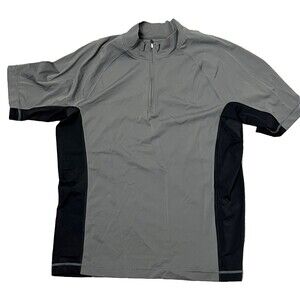 Lands' End Shirt Short Sleeve 1/4 Zip Mock Neck Stretch‎ Gray Medium Sports Golf